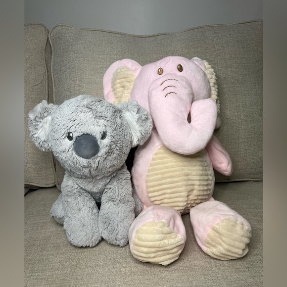 Lot Of 2 Kellytoy Kids Plush Koala And Pink Elephant Stuffed Animal Soft Kids - Picture 1 of 4